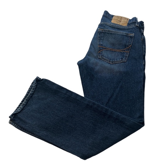 Hollister Mens 28x30 Straight Leg Dark Blue Button Fly Denim Blue Jeans EUC - Picture 15 of 16